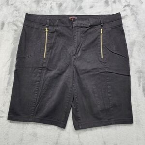 Sofia by Sofia Vergara Shorts Womens 16 Black Gold Zip Pockets Slim Leg Stretch